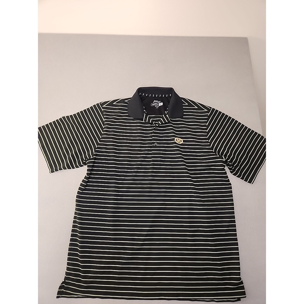 Jack Nicklaus Men's Performance 18 Stripe Golf Polo Shirt Black & Green L